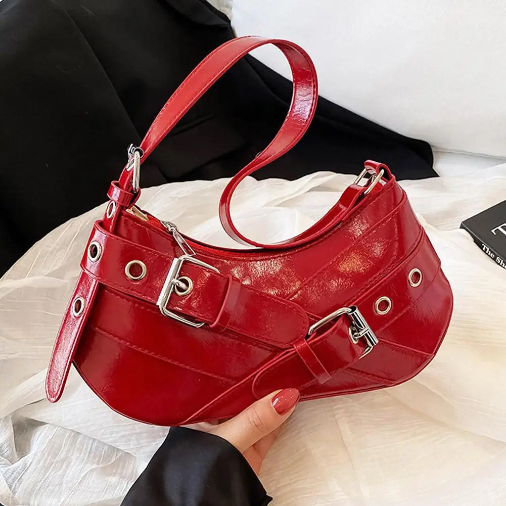 Y2K Punk Belted Shoulder Bag