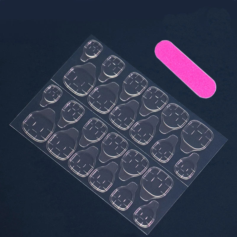 24 Coffin Shaped Fake Nails +1 Nail File +1 Jelly Glue