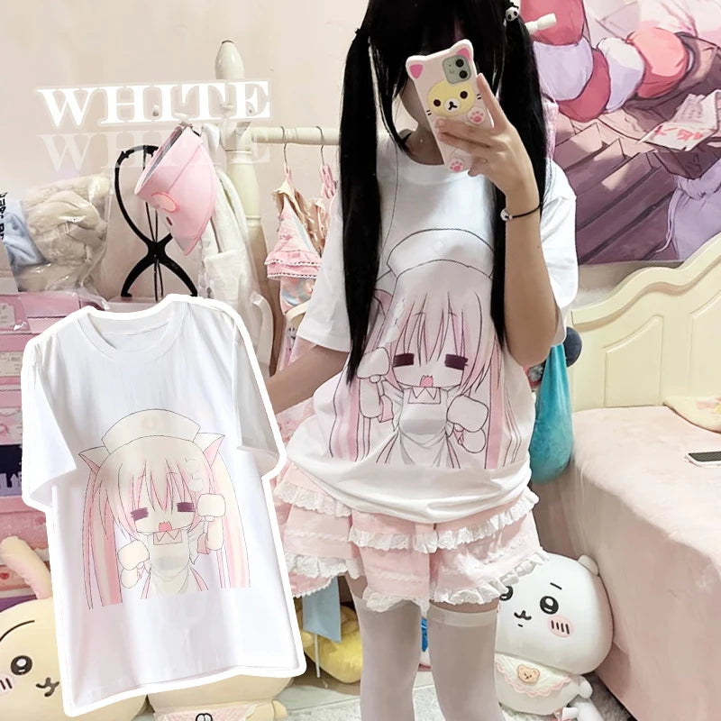 Cute Anime Print Y2K T-Shirt