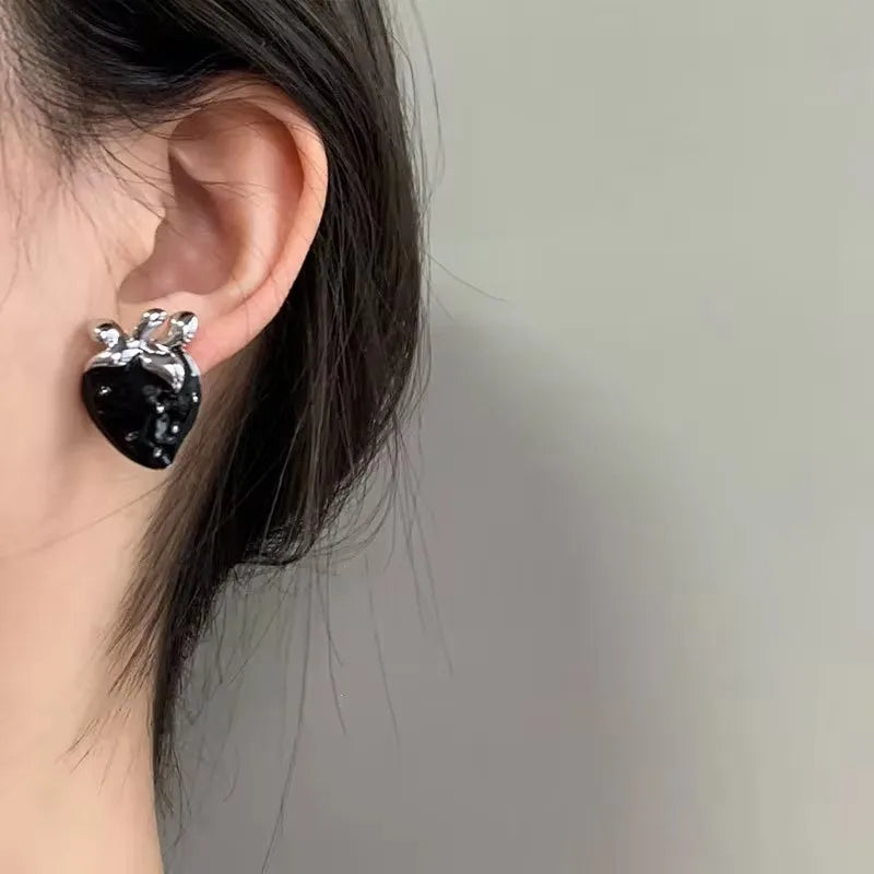 Goth Y2K Bow, Heart & Cross Drop Earrings