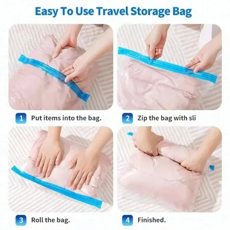 Reusable Roll-Up Travel Compression Storage Bag