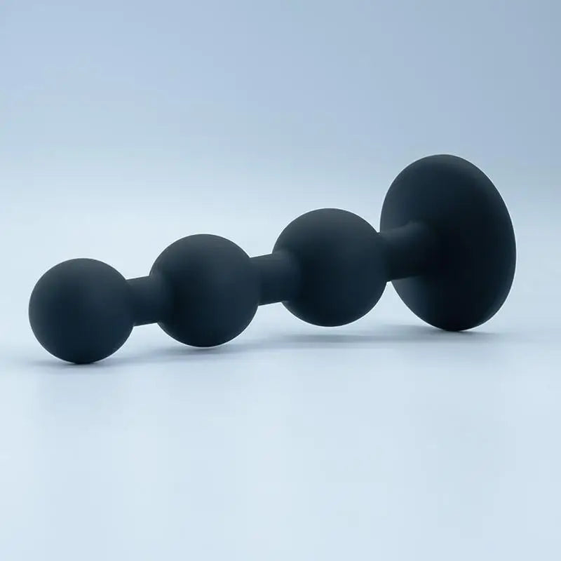 3-Ball Black Silicone Anal Plug with Crystal Base