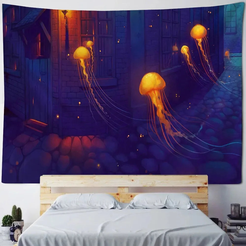 Astronaut & Jellyfish Fantasy Wall Tapestry