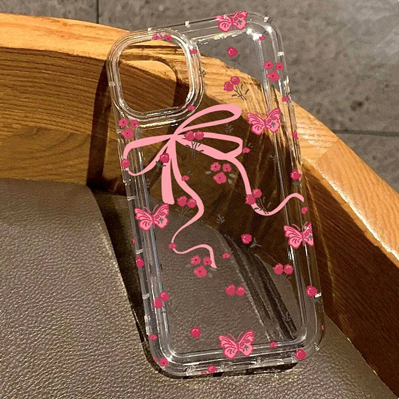 Cherry Print Clear TPU Phone Case for iPhone