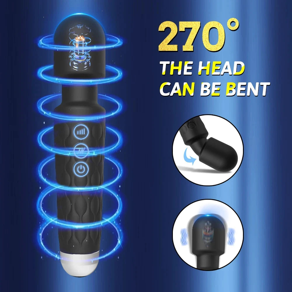 Rechargeable Wand Vibrator – 20 Patterns/8 Speeds