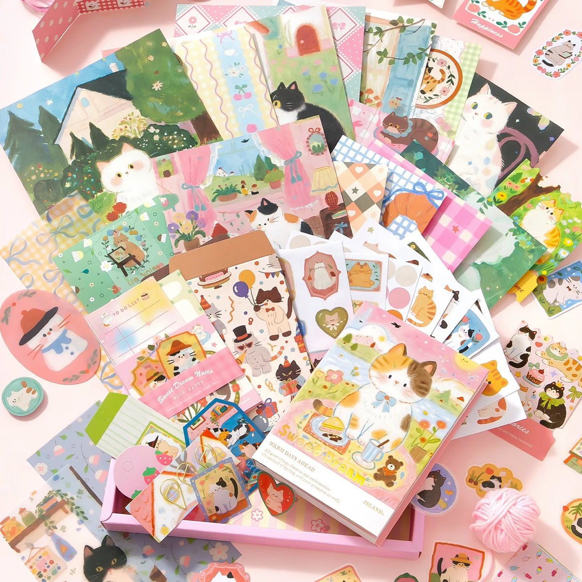 Kawaii Cat Journaling Gift Box with Washi & Memo Paper