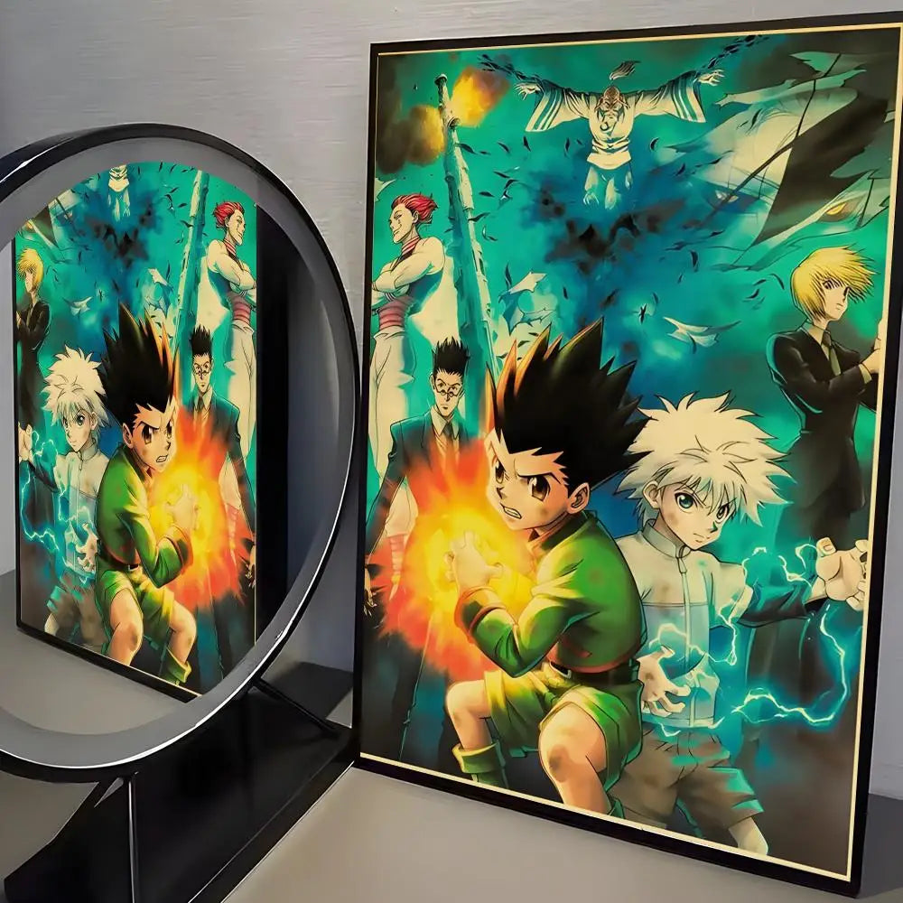Anime H-Hunter X Hunter Poster Stickers Mural Painting Self-Adhesive Wall Decals for Bedroom Living Room Home HD Decor Gift