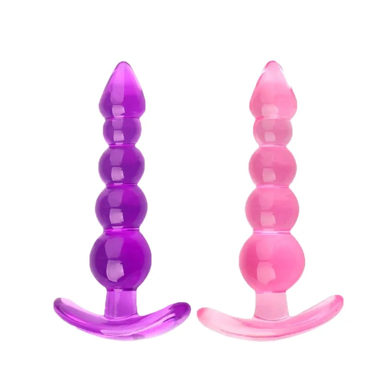 Soft Silicone Anal Bead Plug with Safety Base