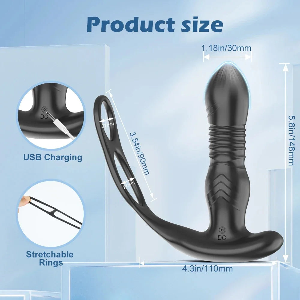 Thrusting Prostate Massager with Ring
