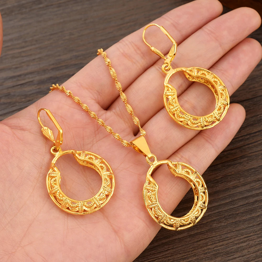 Women's Gold-Color Necklace & Earring Set