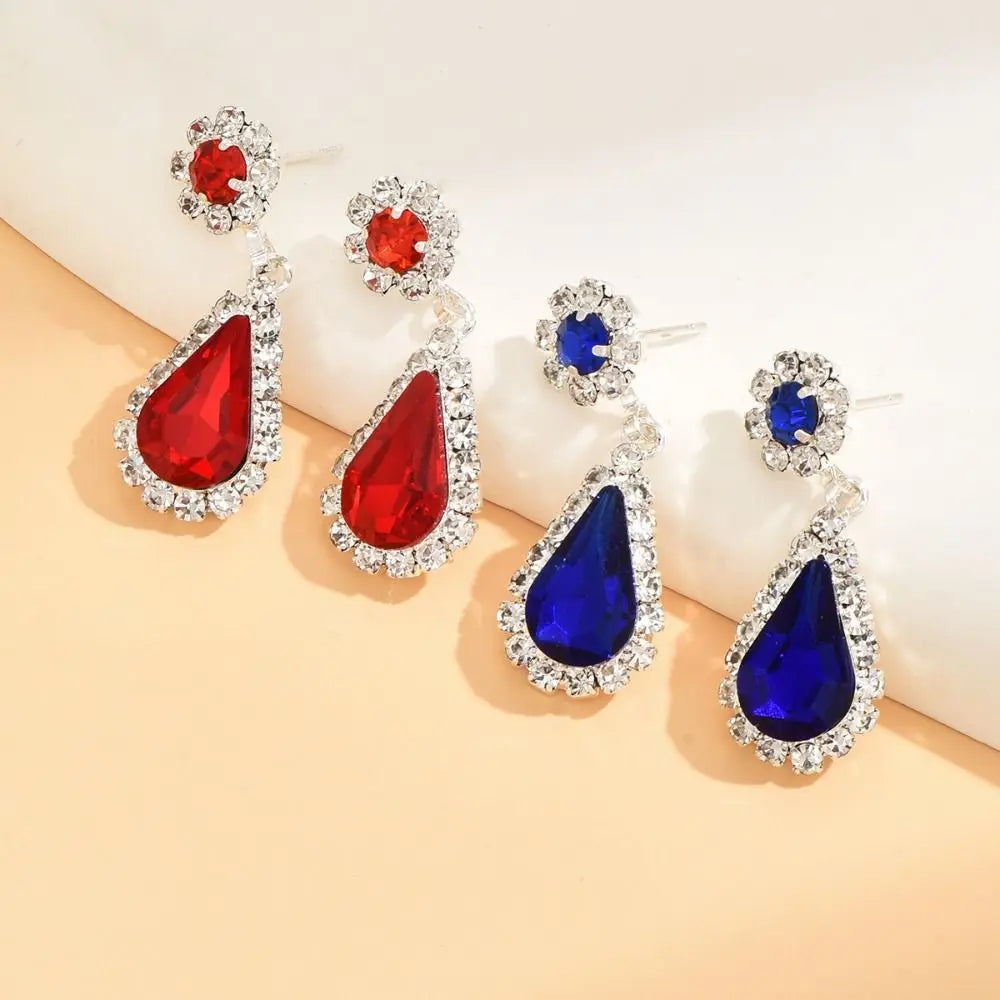 Fashionable Crystal Jewelry Necklace Earring Set Premium Luxury Dangle Earrings Water Drop Inlaid Zircon Pendant Necklace Bride