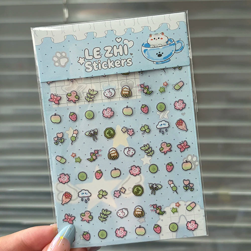 Tiny Strawberry & Floral Decorative Sticker Set