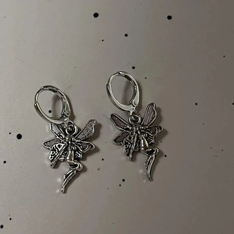 Goth Y2K Bow, Heart & Cross Drop Earrings