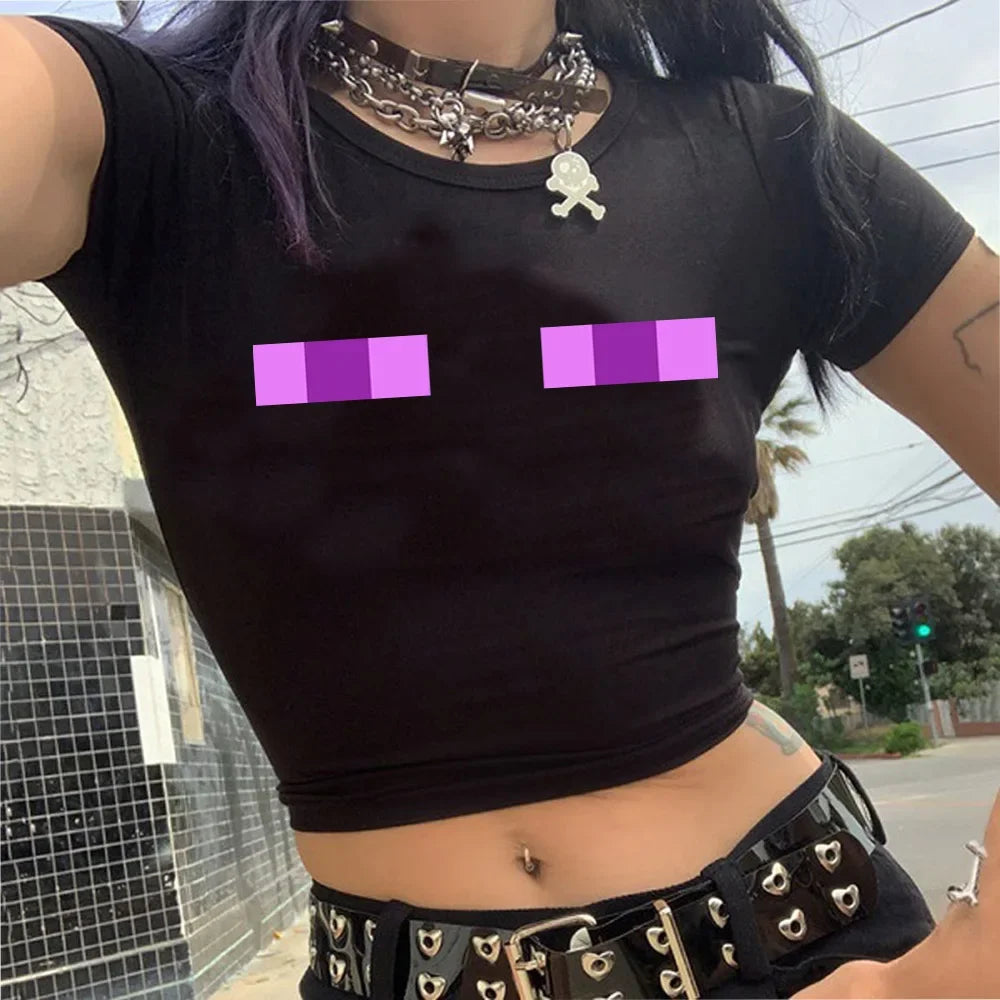 Grunge Graphic Y2K Crop T-Shirt