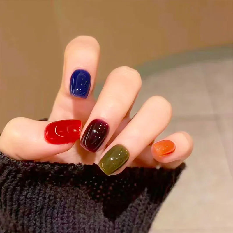 Dopamine-Style Cute Short Press-On Nails – 30 Pieces
