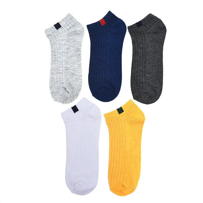 Men 10 color woven lable Comfo rtable Cotton Sock Slippers Short Ankle Socks