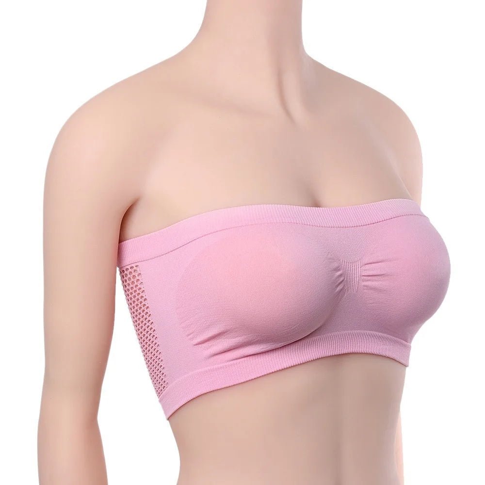 Ecoparty Women Seamless Strapless High Elastic Wrapped Invisible Strapless Chest Wraps Tube Tops