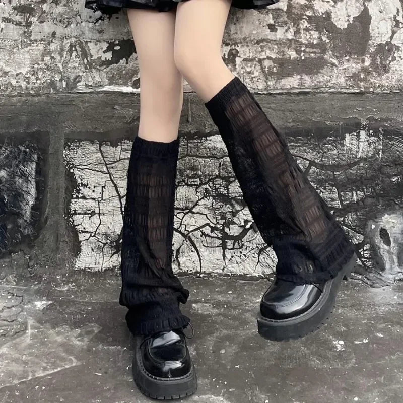 Lace Mesh Japanese-Style Y2K Leg Warmers