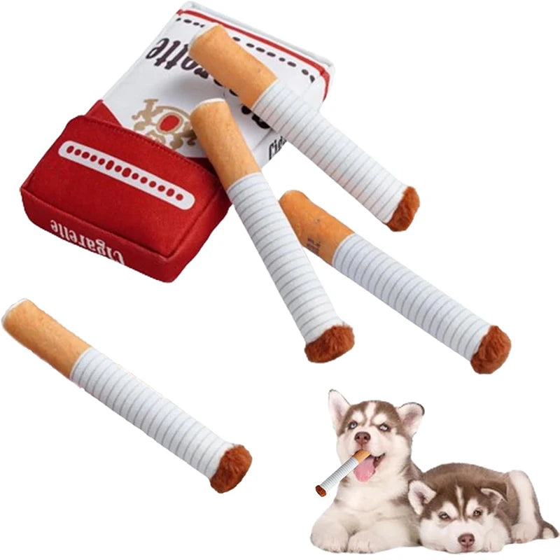 Cigarette-Shaped Giggling Plush Dog Toy