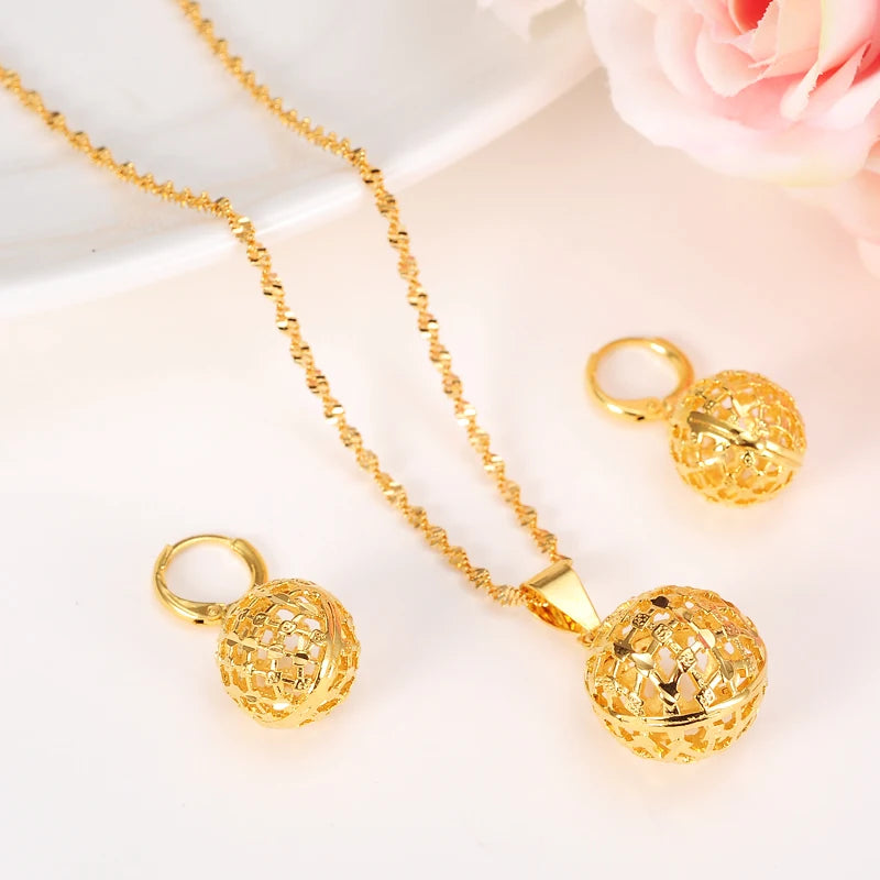 Women's Gold-Color Necklace & Earring Set
