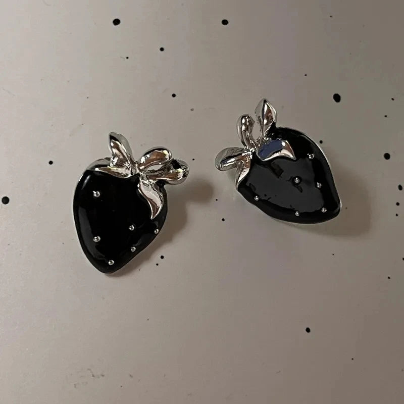 Goth Y2K Bow, Heart & Cross Drop Earrings