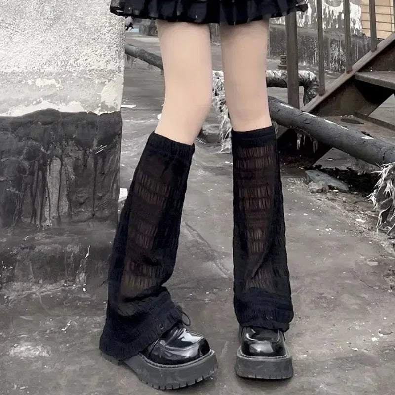 Lace Mesh Japanese-Style Y2K Leg Warmers