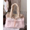 Plush Bow Lace Tote Bag