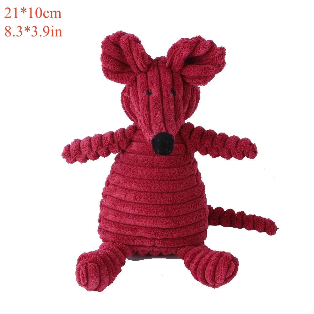 Corduroy Animal Squeaky Plush Dog Toy