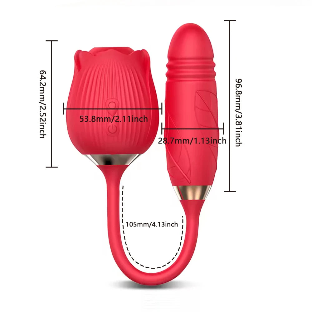 Rose-Sucking Thrusting Dildo Vibrator for Women Nipple Clit Stimulator Vibrating Egg Tongue Licking Clitoris Sucker Sex Toys