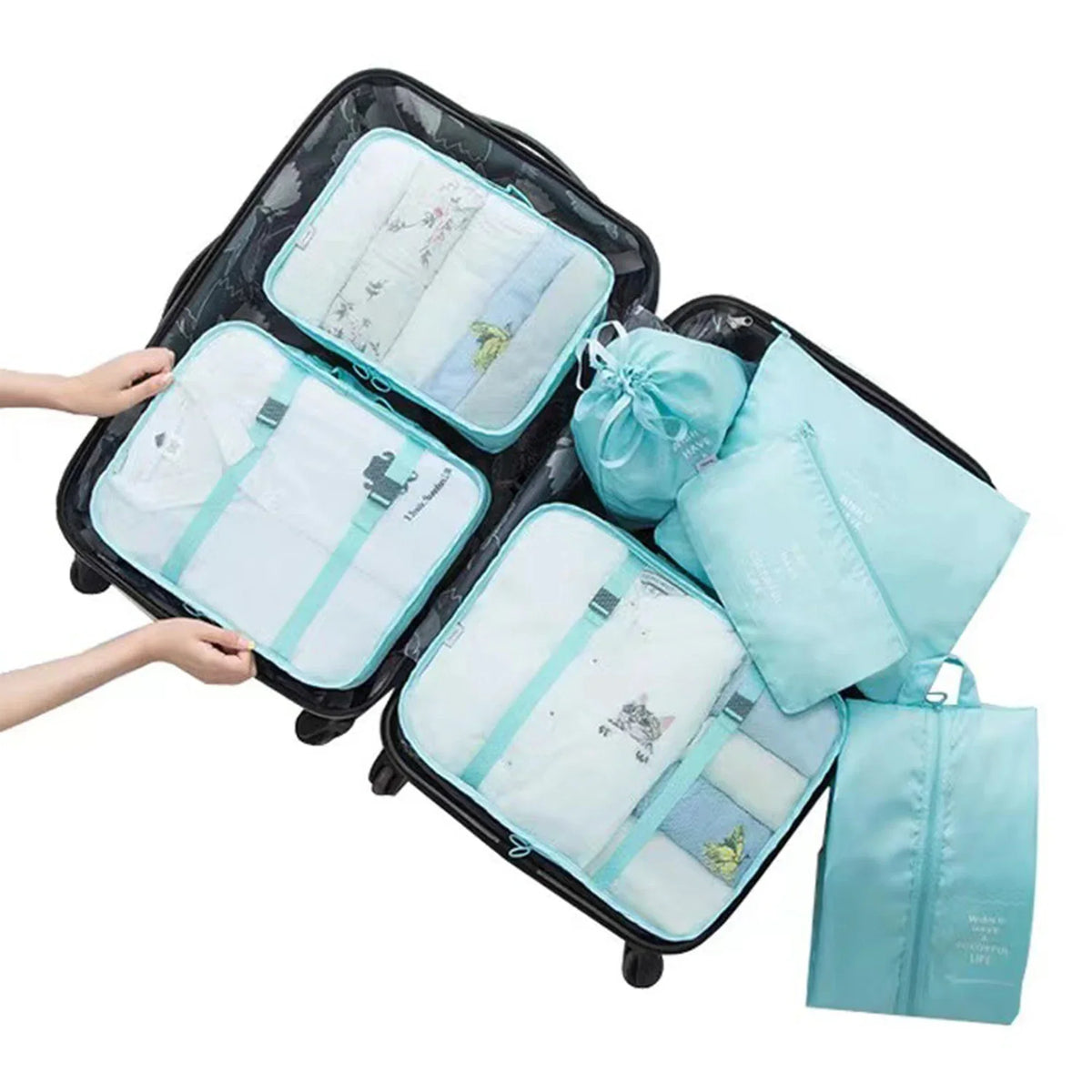 7-Piece Mesh Travel Packing Cube Set with Shoe Bag