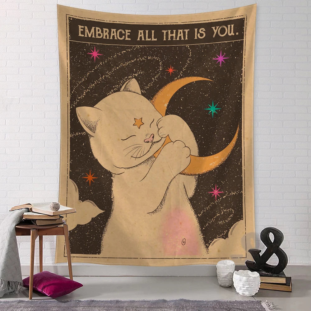 Kawaii Cartoon Cat Wall Tapestry