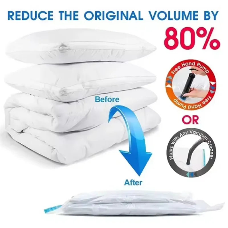 Vacuum Bag for Clothes, Air Vacuum Bag with Pump, Travel Essentials, Space Saver Bags for Comforters Blankets Storage Organizer