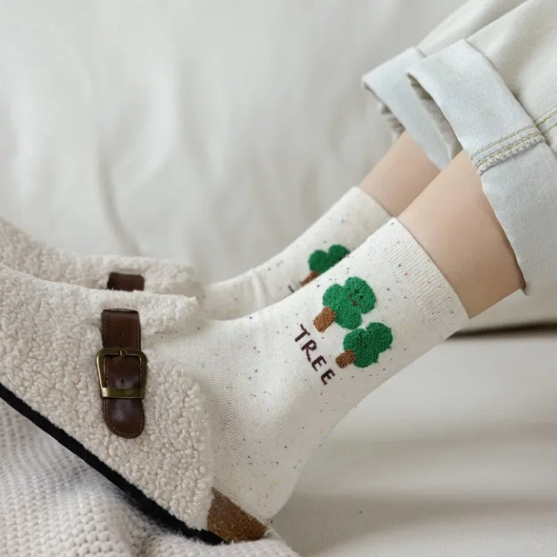 Cartoon Dog Print Kawaii Cute Women Socks Korean Fashion Women Socks Casual Harajuku Ins Streetwears Cotton Long Socks Wholesale