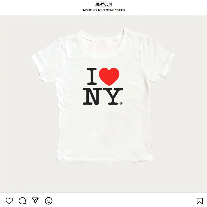 “I Love NY” Graphic Y2K Baby Tee