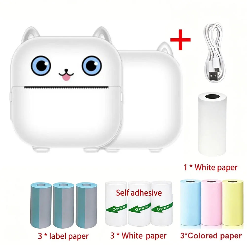 Mini Pocket Thermal Printer Bluetooth USB Rechargeable Instant Phone Photo Label Sticker Printer Notes Graffiti AI Drawings