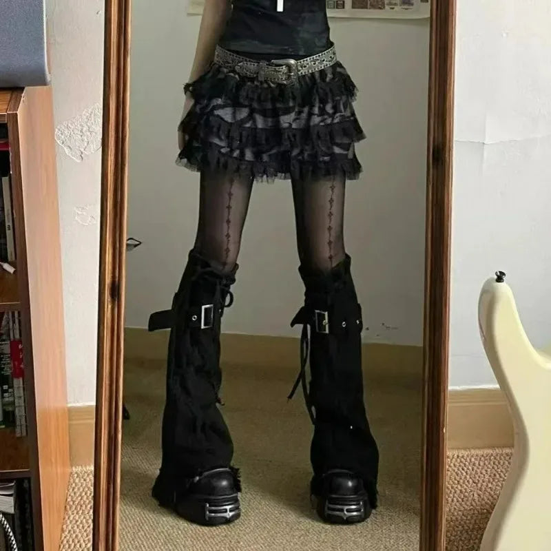Distressed Denim Punk Over-Knee Leg Warmers