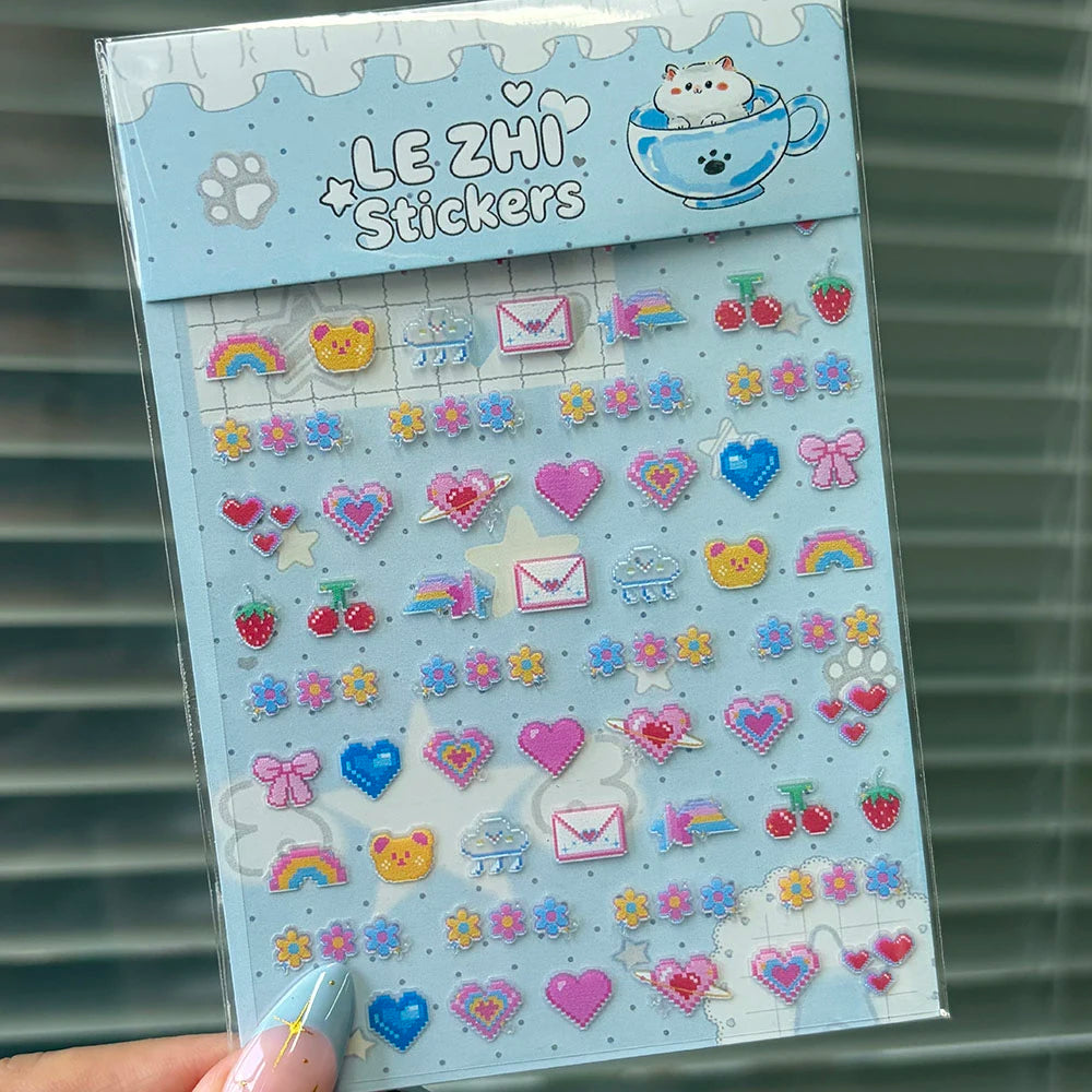 Tiny Strawberry & Floral Decorative Sticker Set