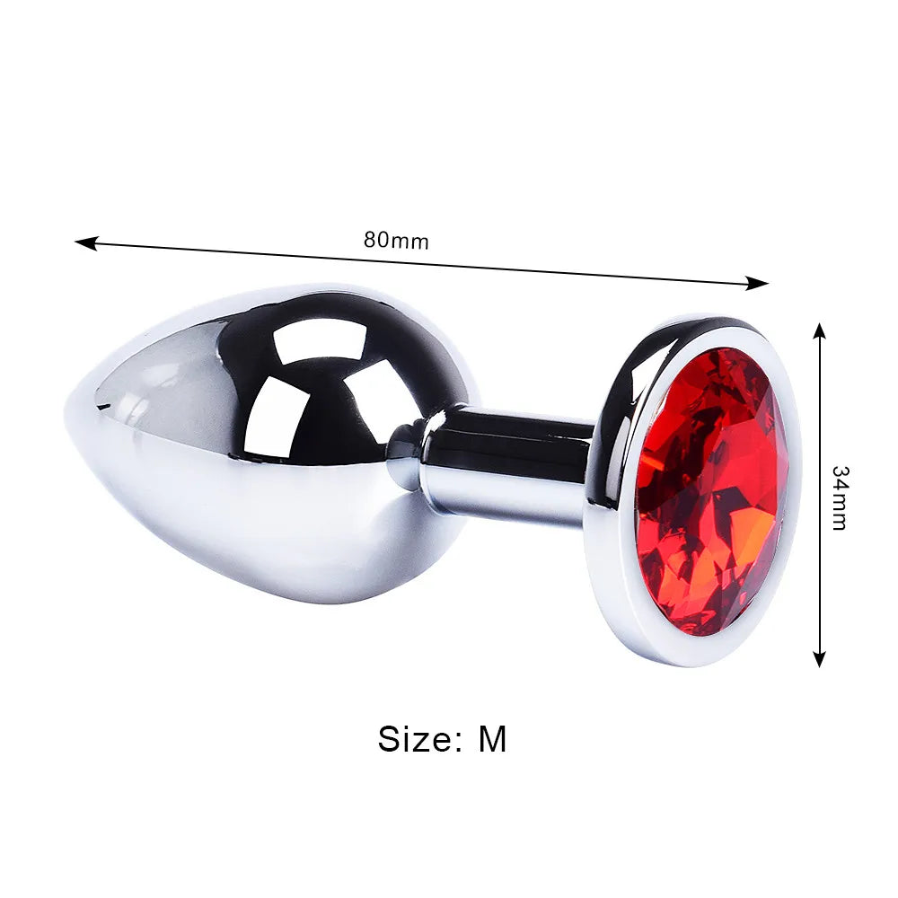 Colored Crystal Stainless Steel Anal Plug – 3 Sizes