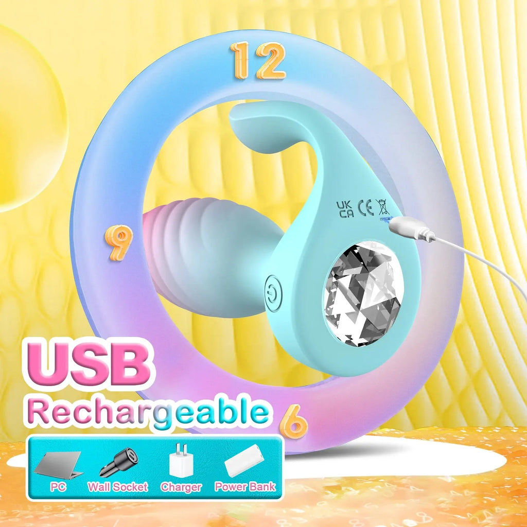 2-in-1 Remote Dual-Motor Crystal Anal Plug Vibrator