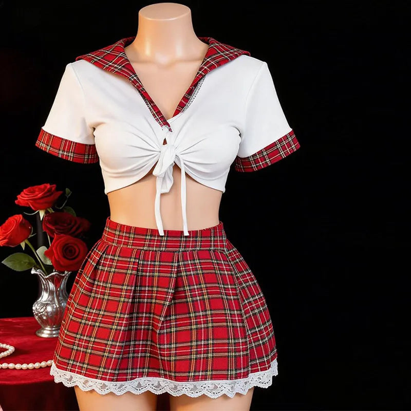 Red Sexy Lingerie Woman Porno Underwear Sexy Dress Student Cosplay Uniform Women Lingerie Erotic Underwear Babydoll Costume