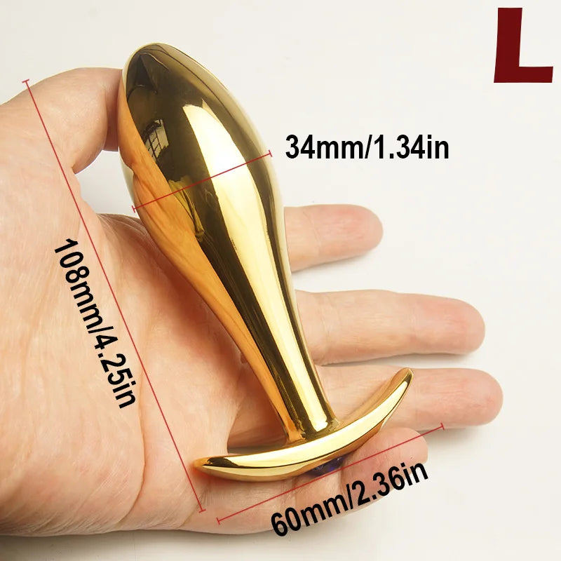 Crystal Diamond Metal Anal Plug with Anchor Base
