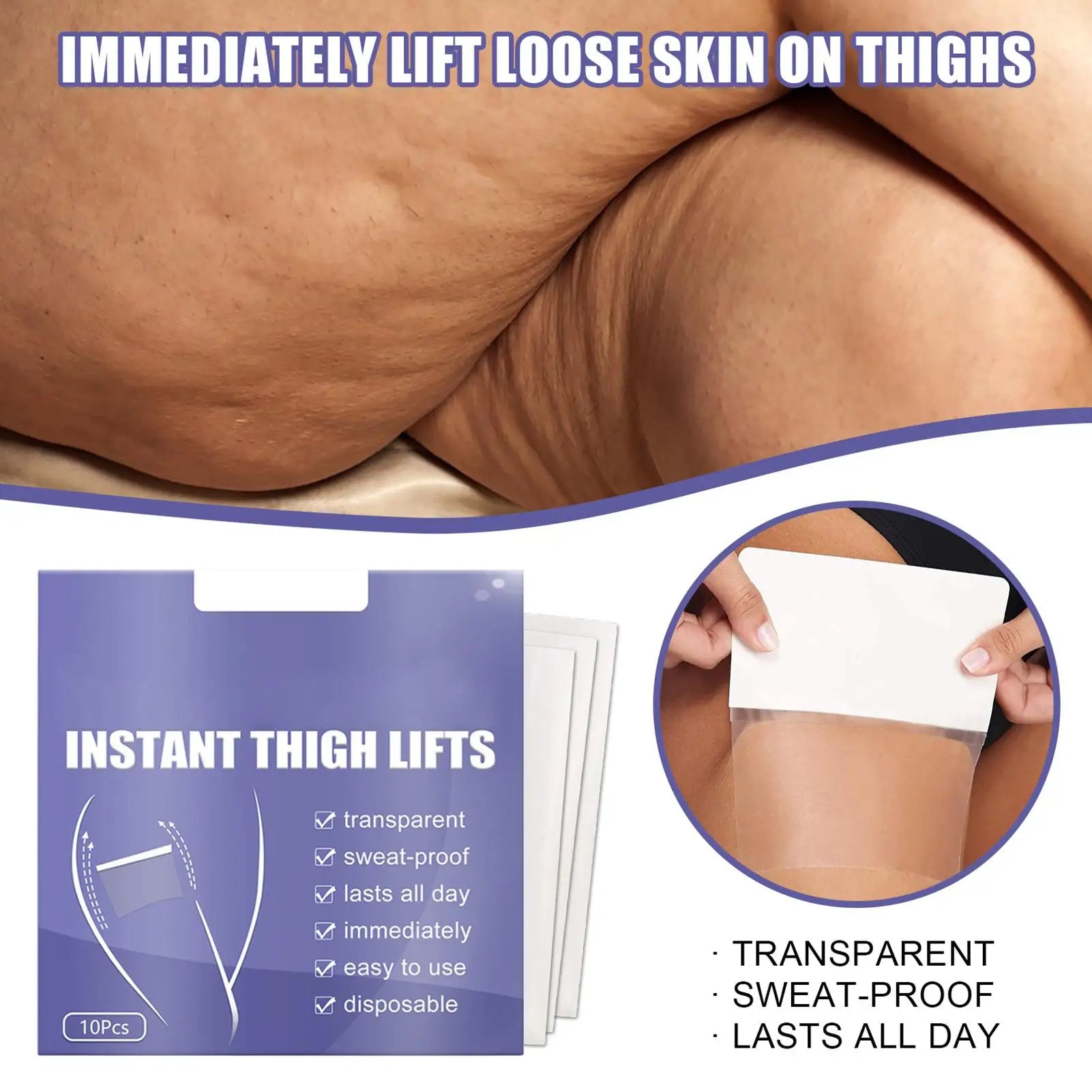 10pc Thigh Contouring Lifting Tape Leg Lifting Tape Transparent For Sagging Skin On The Legs Body Ultra Thin Inner Stic