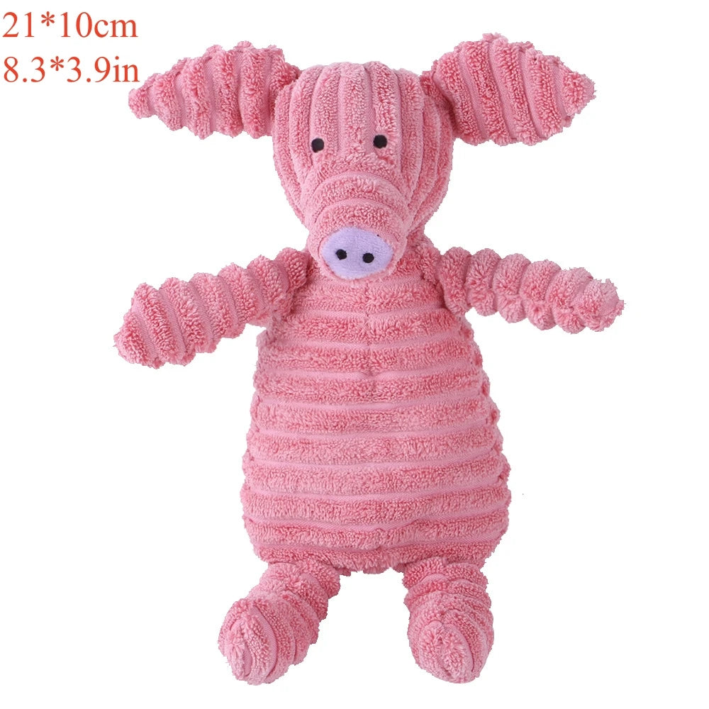 Corduroy Animal Squeaky Plush Dog Toy
