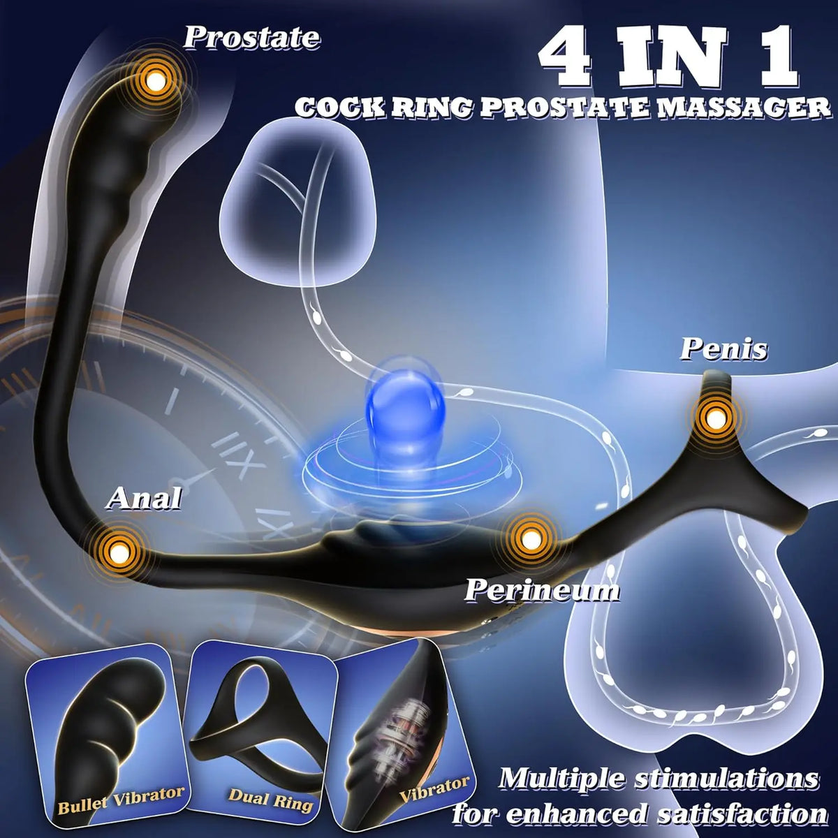 Remote-Control Prostate Massager with Vibrating Ring