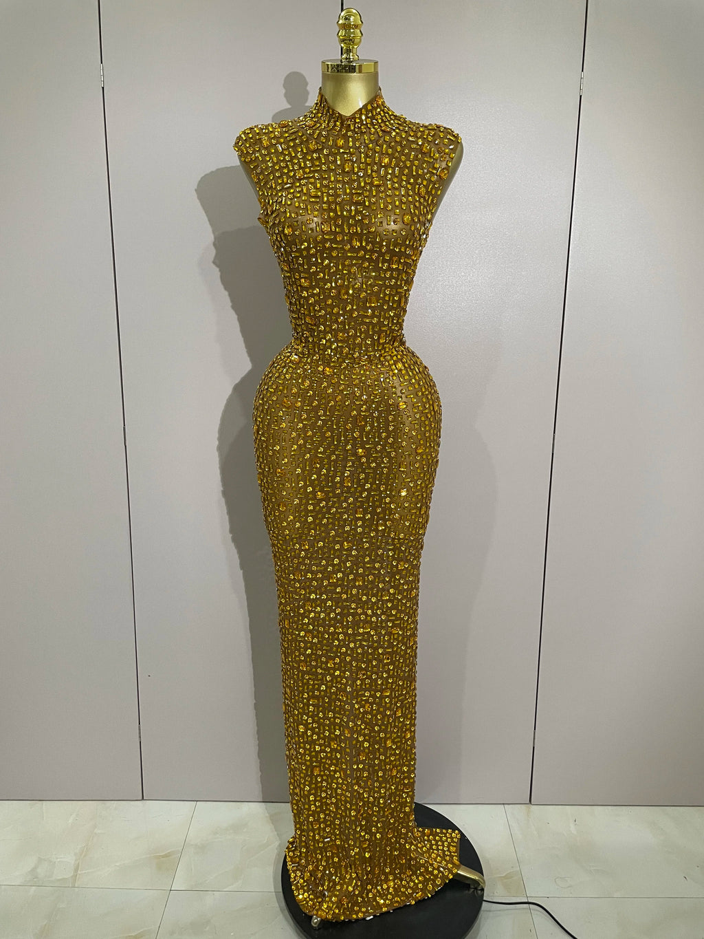 Luxury Sparkly Diamonds Red Sexy Mesh See Through Long Dress Women Eveing Celebrate Birthday Dress Wedding Singer Stage Costume