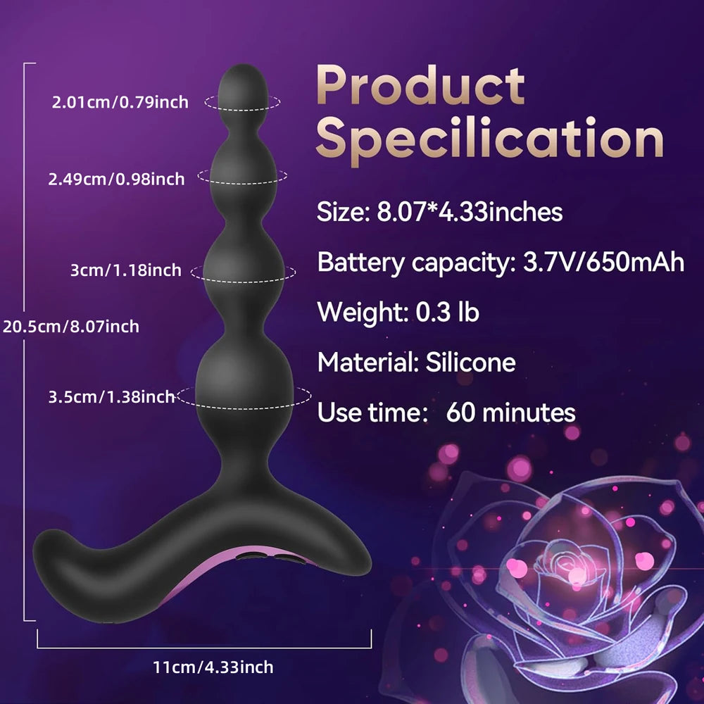 Rechargeable Multi-Mode Vibrating Anal Beads