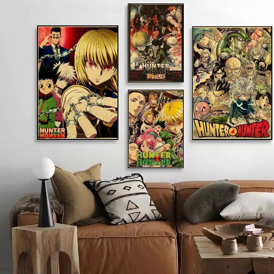 H-HunterXHunter Retro Poster HD Art Sticky Wall Waterproof Home Living Room Bedroom Bar Aesthetic Decoration