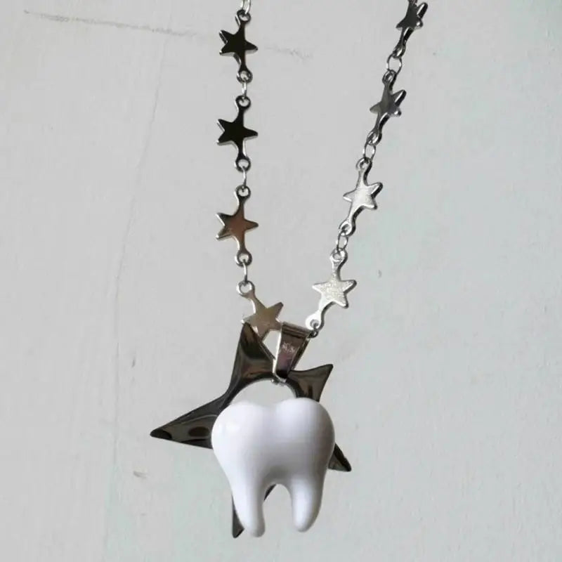 Y2K Heart, Star & Teeth Pendant Necklace