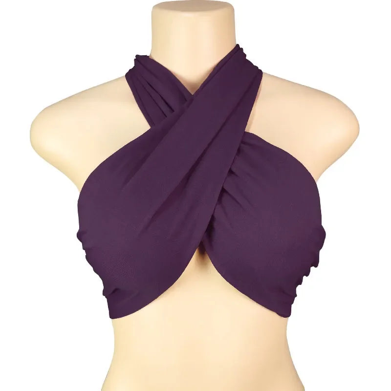Sexy Tank Top Cross Bandage Backless Sleeveless Halter Crop Tops Women Bare Midriff Camisole Female Tube Top Cropped Vest