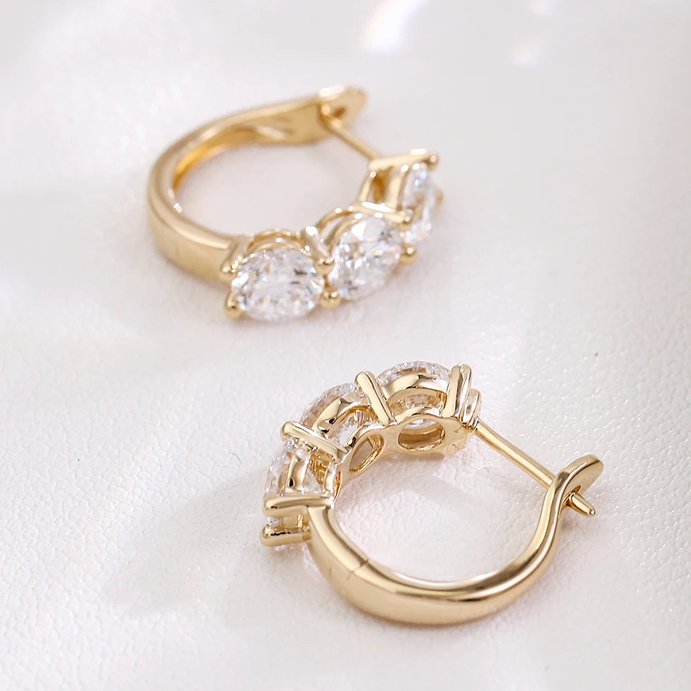 Provence jewelry 10K 14K solid gold hoop earrings round cut lab diamond earrings for women sparkling wedding anniversary gifts